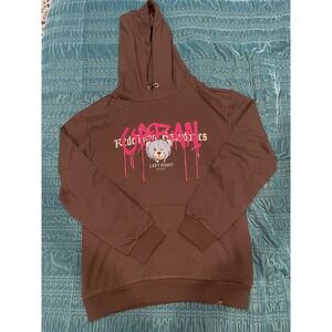 Left Point Italy Urban Bear Graphic Hoodie Sweatshirt‎ Brown XL